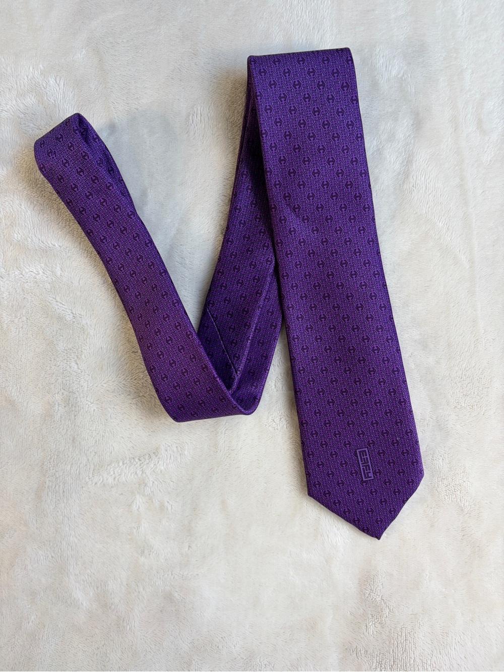Rare Promotional Effy Hematian Vibrant Purple Men’s Micro-Monogrammed “H” Tie
